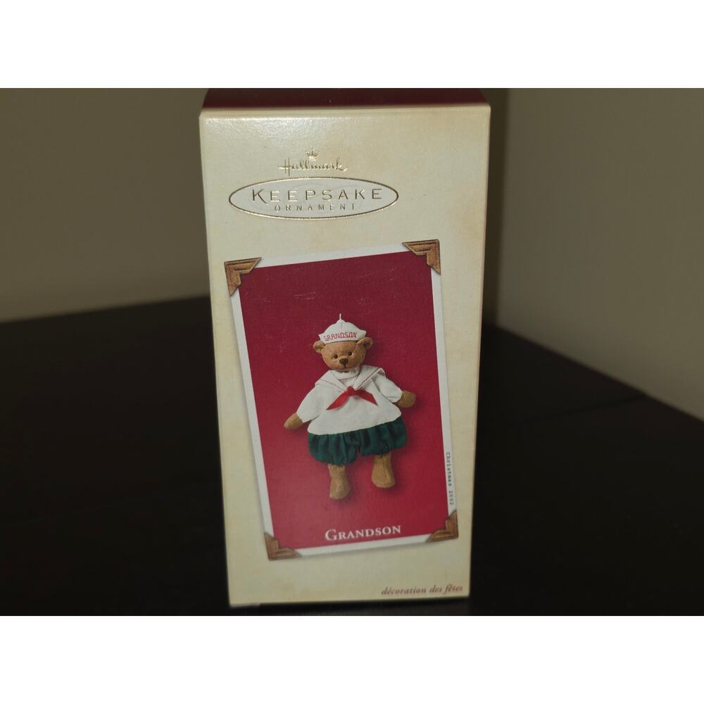 Hallmark Keepsake Christmas Tree Ornament Grandson Teddy Bear QX8666 2002